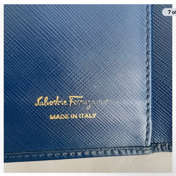 AUTHENTIC SALVATORE FERRAGAMO NAVY BLUE Long Wallet W/Gold Hardware. - Picture 14 of 16